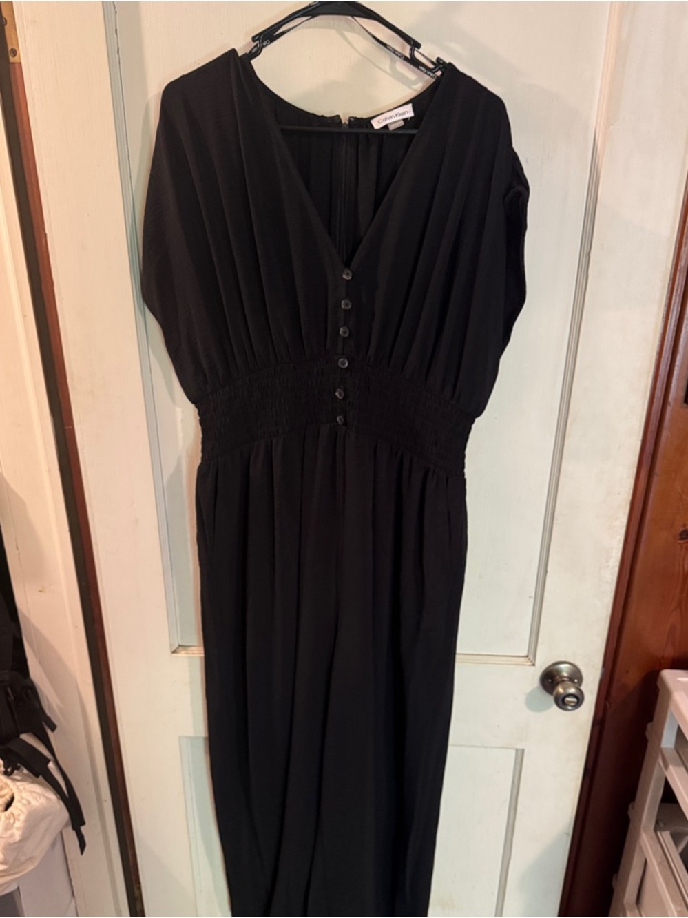 WORN ONCE - Calvin Klein Black Women's V-Neck Jumpsuit With Pockets